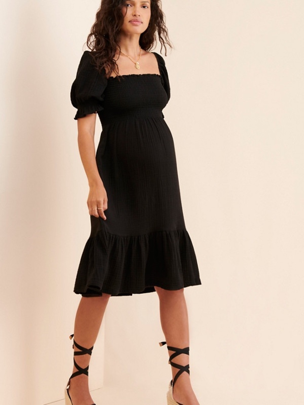 Nothing Fits But Sakura Dress Off The Shoulder Black Midi Dress 100% Cotton Sz M